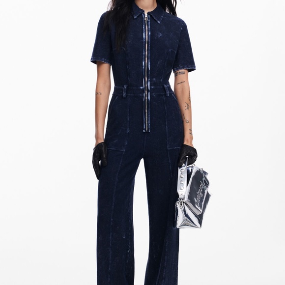 DESIGUAL WASHED-EFFECT DENIM JUMPSUIT